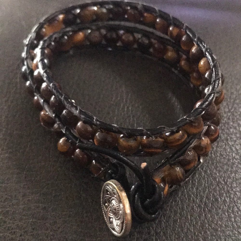 NWOT Double Chan Luu style wrap leather & tigereye